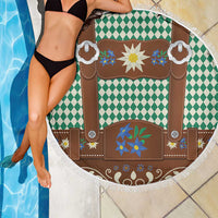 Lederhosen Oktoberfest Beach Blanket Green Edelweiss Floral Polka Dots - Wonder Print Shop