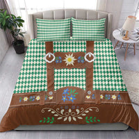 Lederhosen Oktoberfest Bedding Set Green Edelweiss Floral Polka Dots - Wonder Print Shop