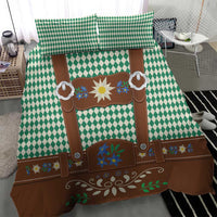 Lederhosen Oktoberfest Bedding Set Green Edelweiss Floral Polka Dots - Wonder Print Shop