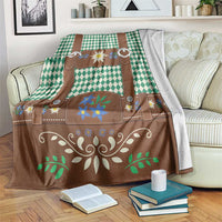 Lederhosen Oktoberfest Blanket Green Edelweiss Floral Polka Dots - Wonder Print Shop