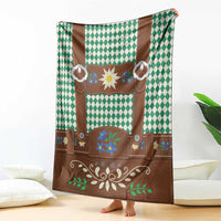 Lederhosen Oktoberfest Blanket Green Edelweiss Floral Polka Dots - Wonder Print Shop