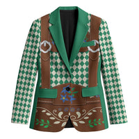 Lederhosen Oktoberfest Blazer Green Edelweiss Floral Polka Dots - Wonder Print Shop