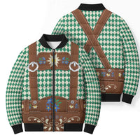Lederhosen Oktoberfest Bomber Puffer Jacket Green Edelweiss Floral Polka Dots - Wonder Print Shop