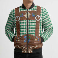 Lederhosen Oktoberfest Bomber Puffer Jacket Green Edelweiss Floral Polka Dots - Wonder Print Shop