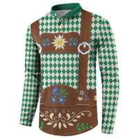 Lederhosen Oktoberfest Button Sweatshirt Green Edelweiss Floral Polka Dots - Wonder Print Shop