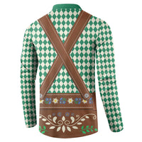 Lederhosen Oktoberfest Button Sweatshirt Green Edelweiss Floral Polka Dots - Wonder Print Shop