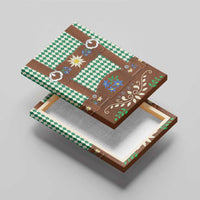 Lederhosen Oktoberfest Canvas Wall Art Green Edelweiss Floral Polka Dots - Wonder Print Shop