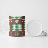 Lederhosen Oktoberfest Ceramic Mug Green Edelweiss Floral Polka Dots - Wonder Print Shop