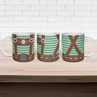 Lederhosen Oktoberfest Ceramic Mug Green Edelweiss Floral Polka Dots - Wonder Print Shop
