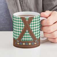 Lederhosen Oktoberfest Ceramic Mug Green Edelweiss Floral Polka Dots - Wonder Print Shop