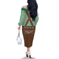 Lederhosen Oktoberfest Family Matching Off The Shoulder Long Sleeve Dress and Hawaiian Shirt Green Edelweiss Floral Polka Dots - Wonder Print Shop