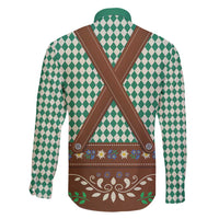 Lederhosen Oktoberfest Family Matching Short Sleeve Bodycon Dress and Hawaiian Shirt Green Edelweiss Floral Polka Dots - Wonder Print Shop