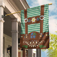 Lederhosen Oktoberfest Garden Flag Green Edelweiss Floral Polka Dots - Wonder Print Shop