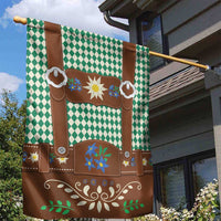 Lederhosen Oktoberfest Garden Flag Green Edelweiss Floral Polka Dots - Wonder Print Shop