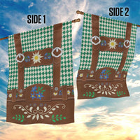 Lederhosen Oktoberfest Garden Flag Green Edelweiss Floral Polka Dots - Wonder Print Shop
