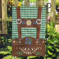 Lederhosen Oktoberfest Garden Flag Green Edelweiss Floral Polka Dots - Wonder Print Shop