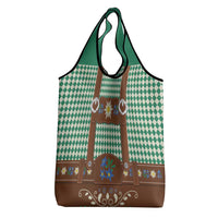 Lederhosen Oktoberfest Grocery Bag Green Edelweiss Floral Polka Dots - Wonder Print Shop