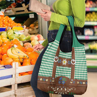 Lederhosen Oktoberfest Grocery Bag Green Edelweiss Floral Polka Dots - Wonder Print Shop