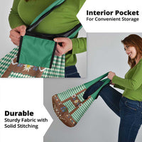 Lederhosen Oktoberfest Grocery Bag Green Edelweiss Floral Polka Dots - Wonder Print Shop