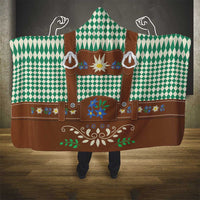 Lederhosen Oktoberfest Hooded Blanket Green Edelweiss Floral Polka Dots - Wonder Print Shop