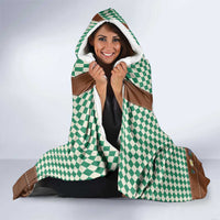 Lederhosen Oktoberfest Hooded Blanket Green Edelweiss Floral Polka Dots - Wonder Print Shop