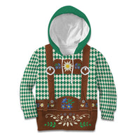 Lederhosen Oktoberfest Kid Hoodie Green Edelweiss Floral Polka Dots - Wonder Print Shop
