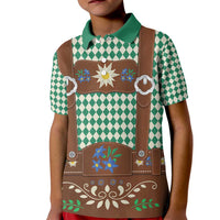 Lederhosen Oktoberfest Kid Polo Shirt Green Edelweiss Floral Polka Dots - Wonder Print Shop