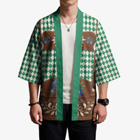 Lederhosen Oktoberfest Kimono Green Edelweiss Floral Polka Dots - Wonder Print Shop