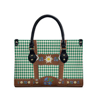 Lederhosen Oktoberfest Leather Bag Green Edelweiss Floral Polka Dots - Wonder Print Shop