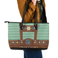 Lederhosen Oktoberfest Leather Tote Bag Green Edelweiss Floral Polka Dots - Wonder Print Shop