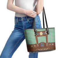 Lederhosen Oktoberfest Leather Tote Bag Green Edelweiss Floral Polka Dots - Wonder Print Shop