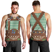 Lederhosen Oktoberfest Men Tank Top Green Edelweiss Floral Polka Dots - Wonder Print Shop