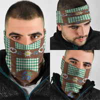 Lederhosen Oktoberfest Neck Gaiter Green Edelweiss Floral Polka Dots - Wonder Print Shop