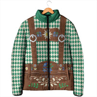 Lederhosen Oktoberfest Padded Jacket Green Edelweiss Floral Polka Dots - Wonder Print Shop