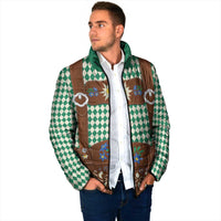 Lederhosen Oktoberfest Padded Jacket Green Edelweiss Floral Polka Dots - Wonder Print Shop