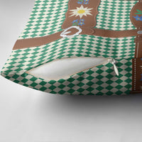 Lederhosen Oktoberfest Pillow Cover Green Edelweiss Floral Polka Dots - Wonder Print Shop