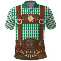 Lederhosen Oktoberfest Polo Shirt Green Edelweiss Floral Polka Dots - Wonder Print Shop