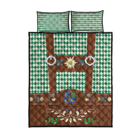 Lederhosen Oktoberfest Quilt Bed Set Green Edelweiss Floral Polka Dots - Wonder Print Shop