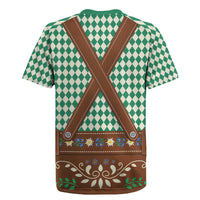 Lederhosen Oktoberfest Rugby Jersey Green Edelweiss Floral Polka Dots - Wonder Print Shop