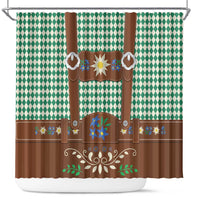 Lederhosen Oktoberfest Shower Curtain Green Edelweiss Floral Polka Dots - Wonder Print Shop
