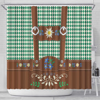 Lederhosen Oktoberfest Shower Curtain Green Edelweiss Floral Polka Dots - Wonder Print Shop