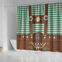 Lederhosen Oktoberfest Shower Curtain Green Edelweiss Floral Polka Dots - Wonder Print Shop