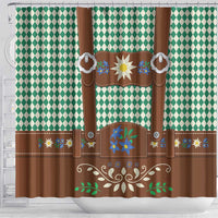 Lederhosen Oktoberfest Shower Curtain Green Edelweiss Floral Polka Dots - Wonder Print Shop
