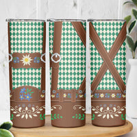 Lederhosen Oktoberfest Skinny Tumbler Green Edelweiss Floral Polka Dots - Wonder Print Shop