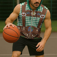 Lederhosen Oktoberfest Sleeveless Zip Hoodie Green Edelweiss Floral Polka Dots - Wonder Print Shop