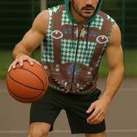 Lederhosen Oktoberfest Sleeveless Zip Hoodie Green Edelweiss Floral Polka Dots - Wonder Print Shop