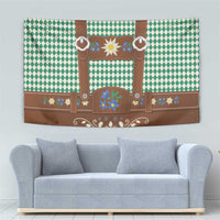 Lederhosen Oktoberfest Tapestry Green Edelweiss Floral Polka Dots - Wonder Print Shop