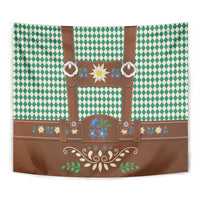 Lederhosen Oktoberfest Tapestry Green Edelweiss Floral Polka Dots - Wonder Print Shop