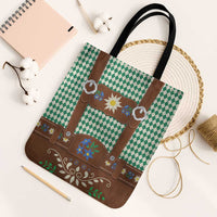 Lederhosen Oktoberfest Tote Bag Green Edelweiss Floral Polka Dots - Wonder Print Shop