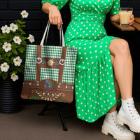 Lederhosen Oktoberfest Tote Bag Green Edelweiss Floral Polka Dots - Wonder Print Shop